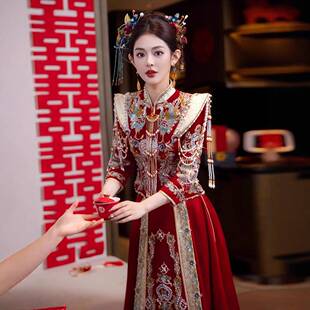 2026新款丝绒秀禾服新娘结婚中式礼服秀禾婚服大码高端秀和显瘦高