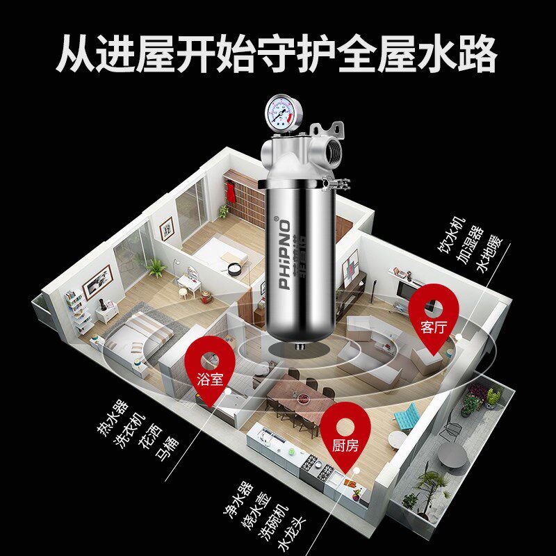 全屋中央净水器纳米除垢阻碱家用直饮口感软水机自来水前置过滤器