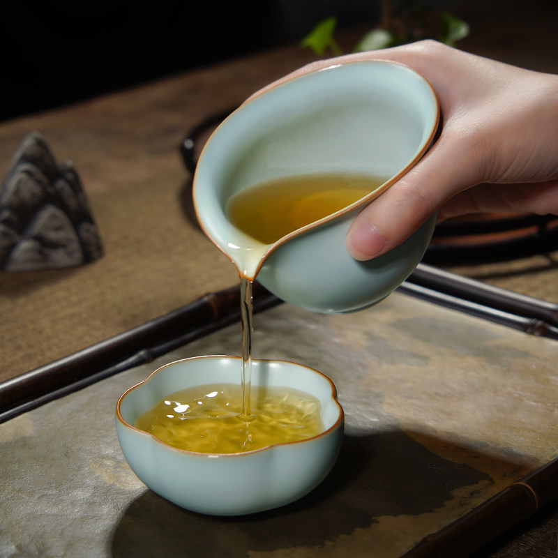 不开片汝窑公道杯陶瓷单个景德镇公杯分茶器汝瓷茶海复古手工青瓷