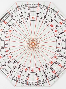 三合立极尺八边形二十四山亚克力透明板罗盘定位仪户型布局立极规