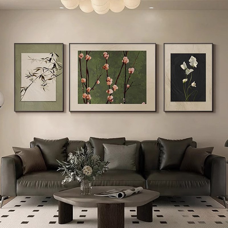 新款法式装饰画高级客厅沙发背景墙挂画复古小众艺术组合美式壁画