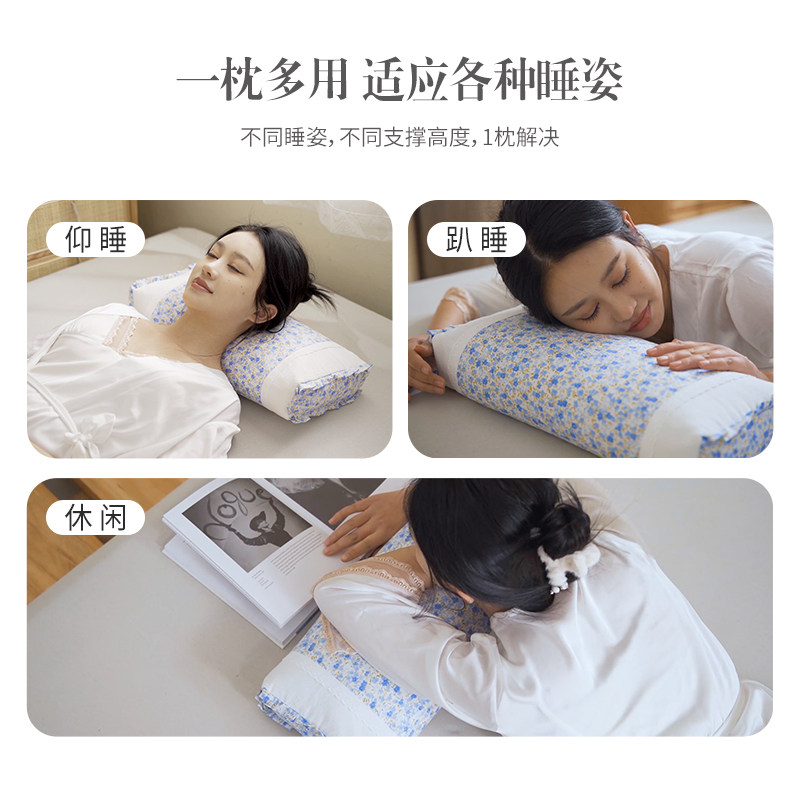 艾洛琳荞麦枕头助睡眠单人方枕成人家用护颈椎硬枕芯学生宿舍高枕
