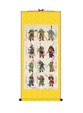 六丁 六甲画像丁卯丁巳甲子客厅复古国画  丝绸卷轴定制 装饰挂画
