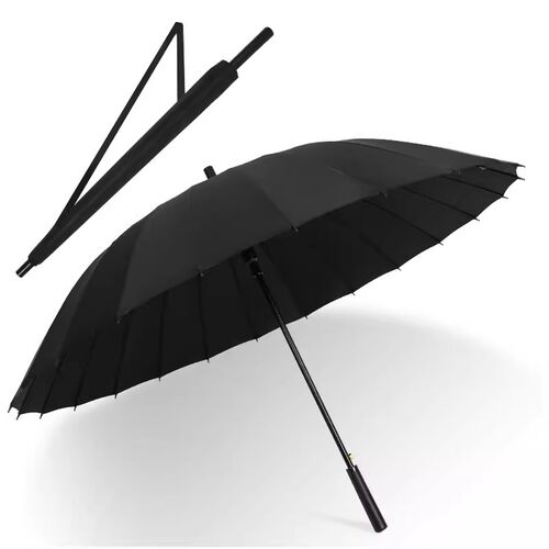 DZ24骨长柄雨伞男士大号自动加固暴雨结实抗风黑色商务定制直伞男