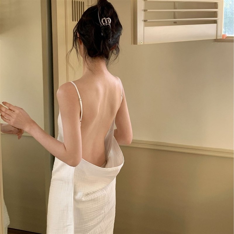 可穿水洗纱布睡衣春秋款女2025新款浴巾浴裙高级感夏季吊带纯棉