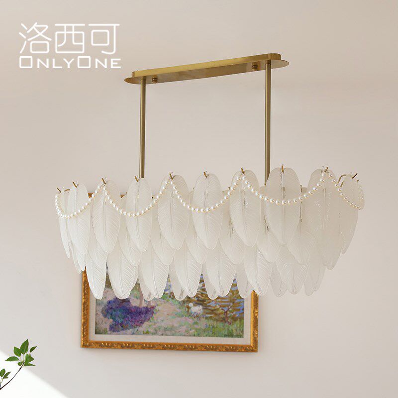 洛西可 艺术玻璃吊灯长方形餐厅吧台饭厅美式法式复古vintage灯具