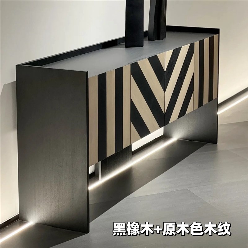 北欧烤漆餐边柜实木玄关柜拼色艺术储物柜样板房茶水柜高级边柜