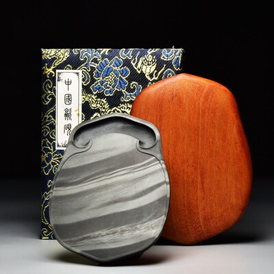 联星精品歙砚四大名坑水波纹金星金晕老坑眉纹罗纹精品小楷文房四
