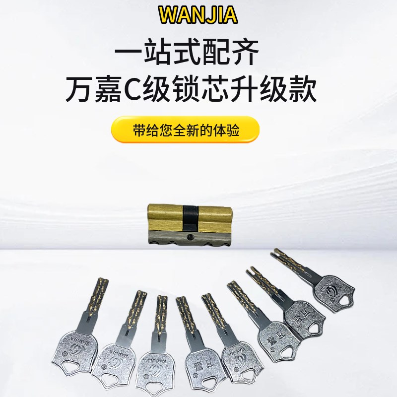 万嘉WANJIA防盗门锁芯C级大门锁叶片锁芯防打断新款锁芯通用精装