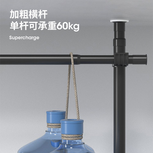 顶天立地衣柜多功能衣帽架卧室落地带遮灰布金属收纳衣服置物架