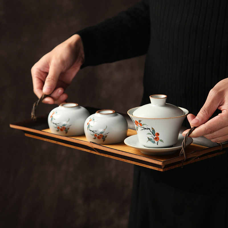 竹制托盘长方形木质实木家用茶盘放茶杯日式小大餐具水果盘子复古