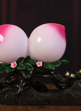 福寿双全寿桃摆件送爷爷奶奶老人长辈祝福贺寿生日礼物客厅装饰品