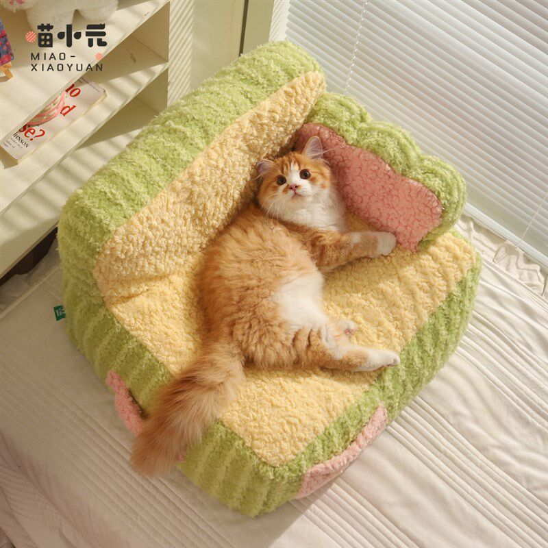 喵小元奶油沙发猫窝牀宠物猫咪冬季保暖棉垫加厚柔暖冬天睡觉的