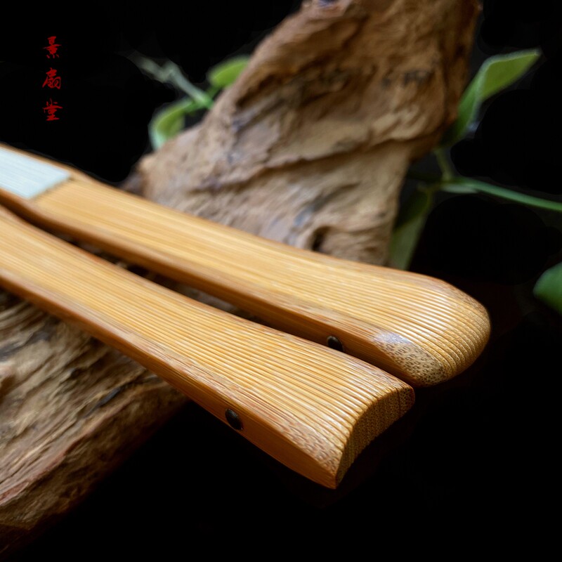 9.5寸A级水磨老玉竹折扇中国风鱼尾燕尾扇骨文玩扇子古风定制中式
