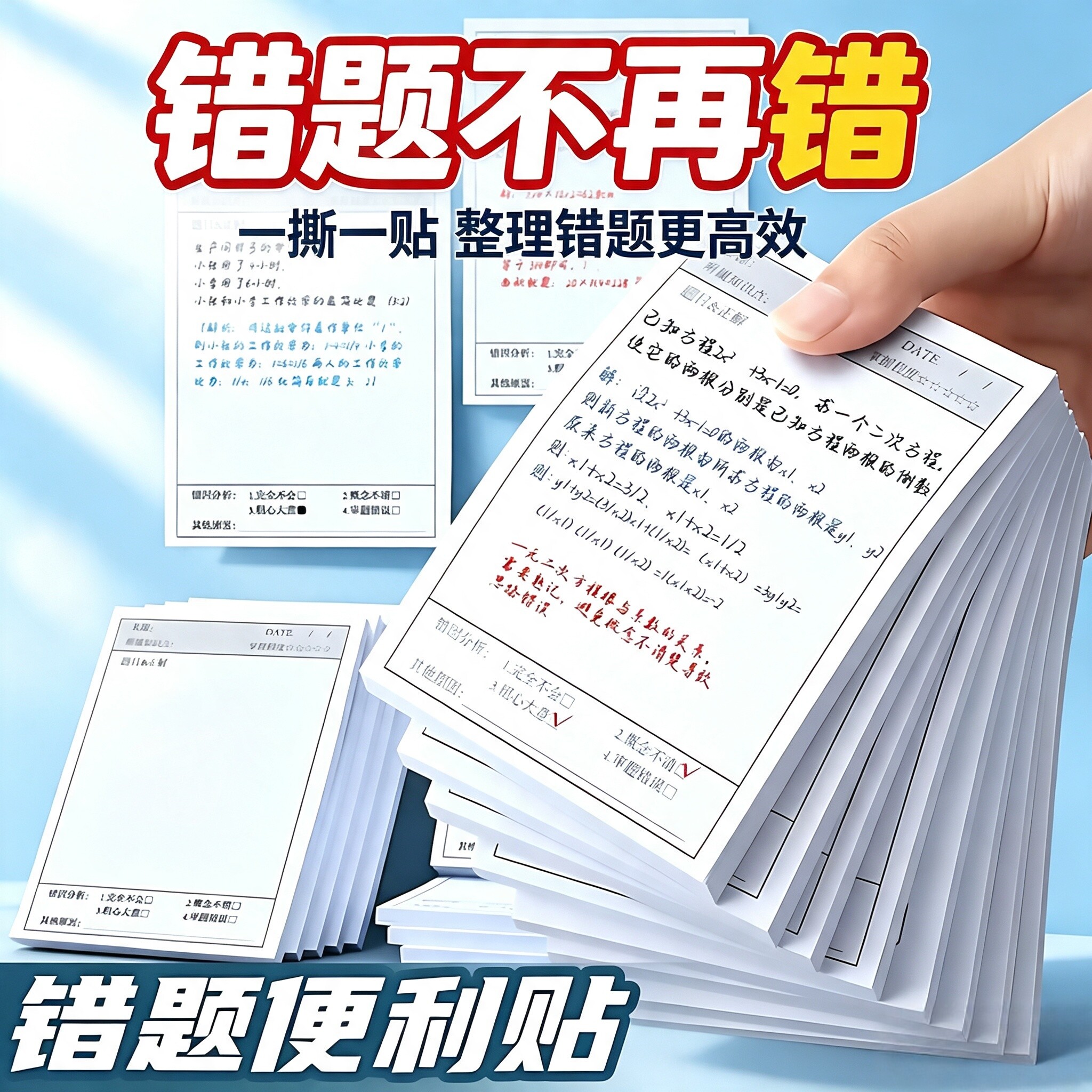 学生用高颜值有粘性错题便利贴