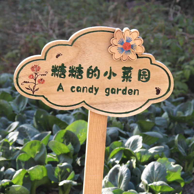 实木园艺植物标签牌木质插地牌户外指示标识牌幼儿园菜园告示木牌图片
