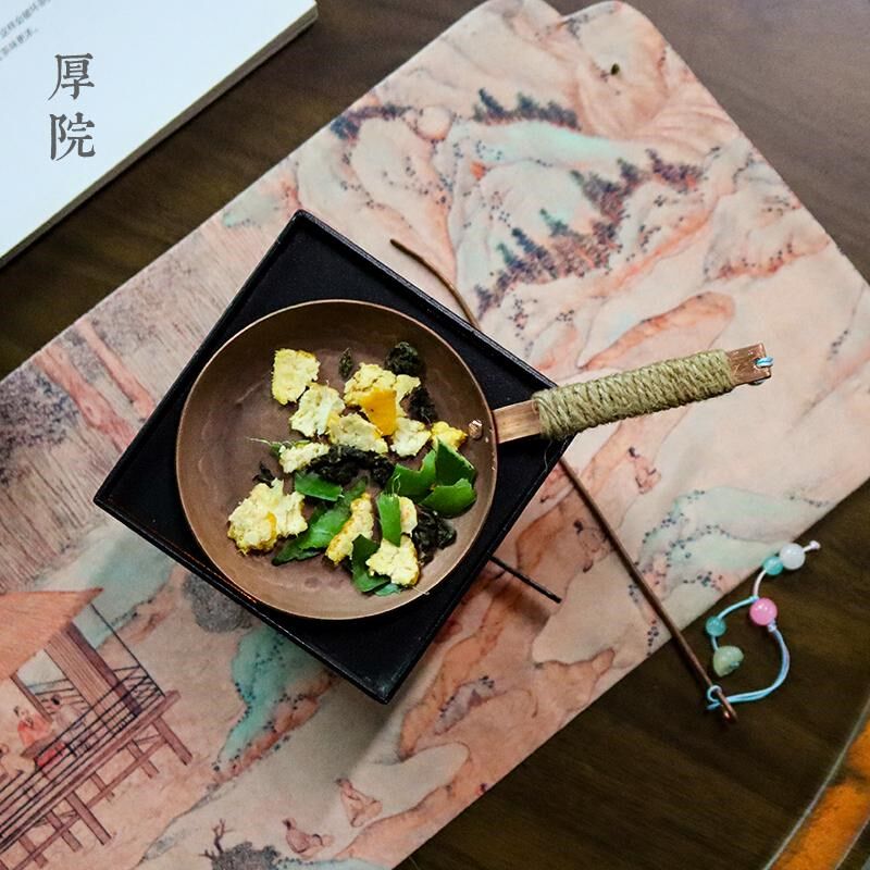厚院【官箬】紫铜烤茶盘干烧提香器蜡烛加热温茶炉熏烤陈皮焙茶器
