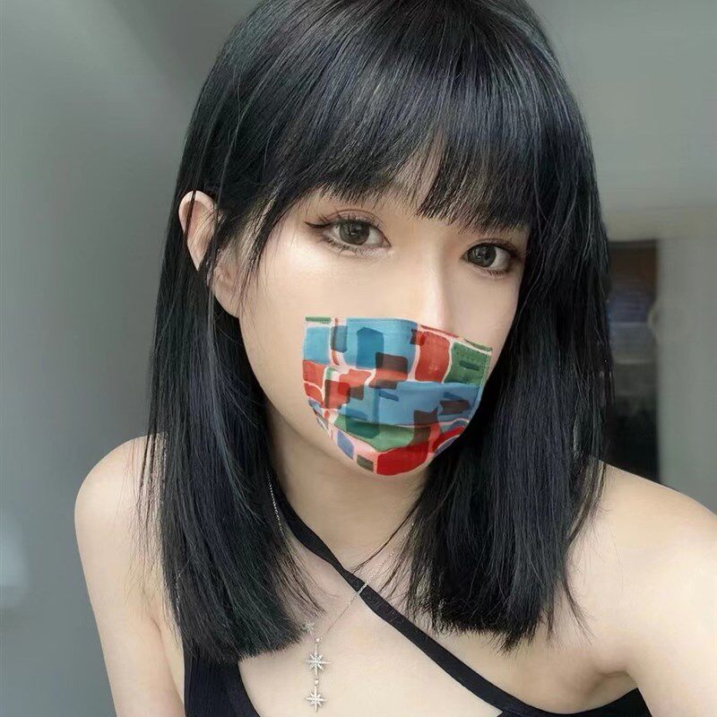 手织全人发蕾丝假发女双递针透气自然齐刘海一刀切短直发锁骨发套