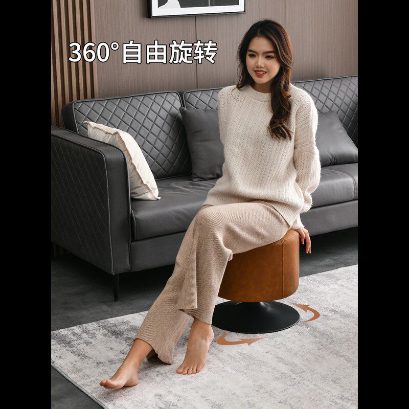泉嘉福化妆梳妆台凳子旋转圆形沙发凳轻奢茶几客厅皮凳简约家用凳