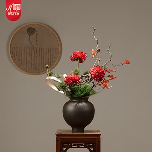 景德镇陶瓷干燥花花瓶中式装饰品摆件客厅家居创意复古陶艺插花花