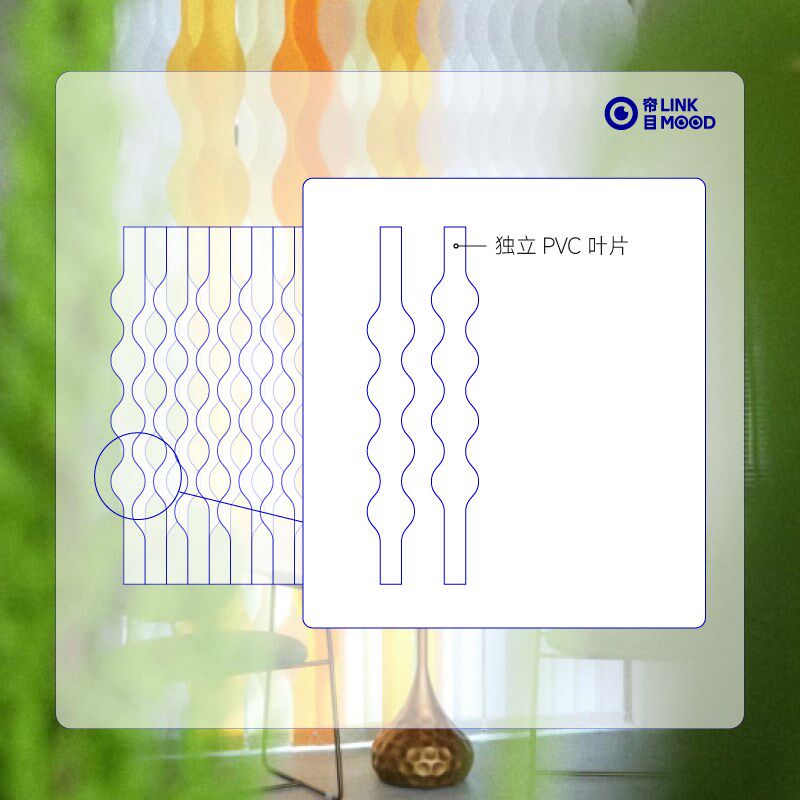 帘目 中古风屏风帘 瀑布帘水波帘网红竖百叶窗帘客厅阳台隔断
