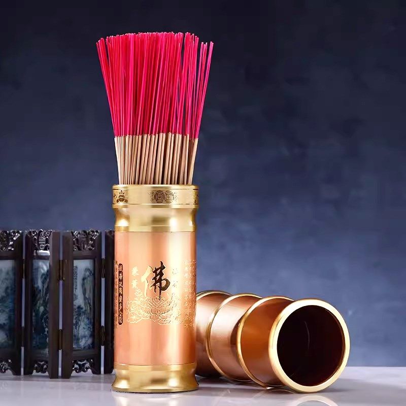 佛前供香桶放香大号竹节家用便携铜合金收纳插放香的容器筒子摆件