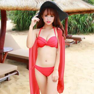 2026新款泳衣女三件套披纱bikini大小胸钢托比基尼分体泳装