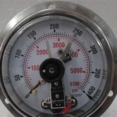 电接点压力表400KG 40MPA 5700PSI轴向带边电接点压力表