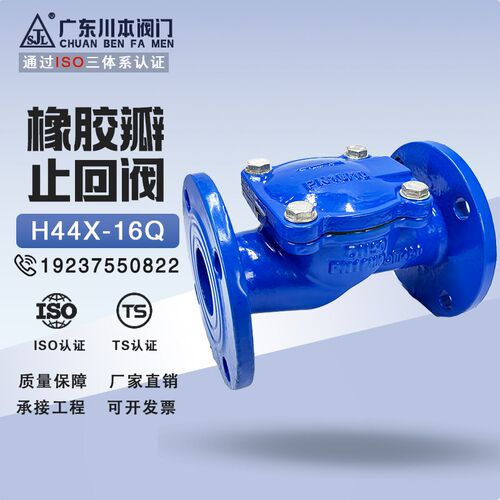 橡胶瓣止回阀H44X-16Q球墨铸铁单向阀卧式止回阀污水自来水 DN50