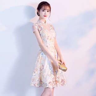 2026新款中式改良旗袍春夏季伴娘服短款年轻款少女日常显瘦连衣裙