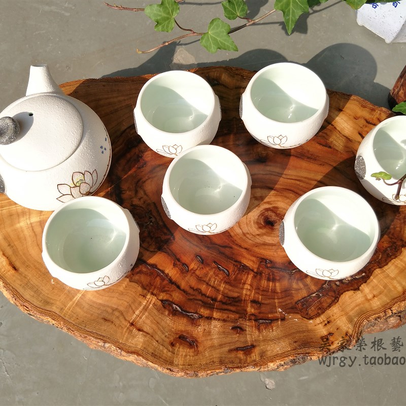 实木老红樟茶盘香樟木托盘根雕整块家用干泡台茶具茶海奇石底座