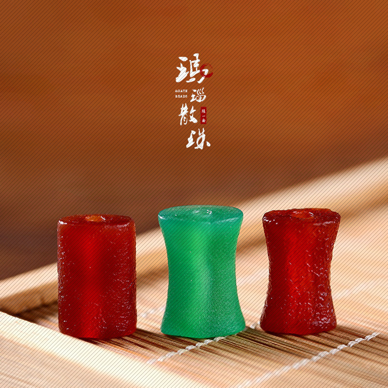 天之然红绿玛瑙小蛮腰散珠 DIY自制手串隔珠/配珠 玛瑙直筒珠子配
