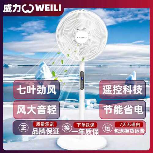 威力 16寸电风扇 家用落地式台式遥控风扇轻音定时循环扇
