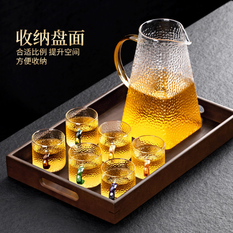 尚言坊胡桃木质托盘茶盘餐盘茶道长方形餐具杯子放实木小茶具摆件