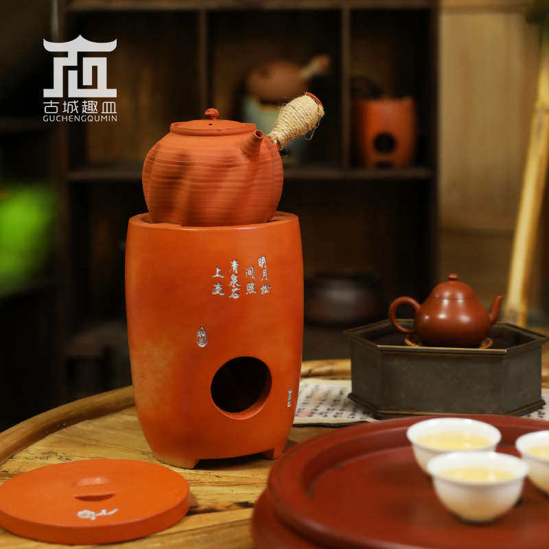 童文常裕兴号工夫茶小红泥茶道空间火炉烧水全手工炭炉茶炉煮摆件