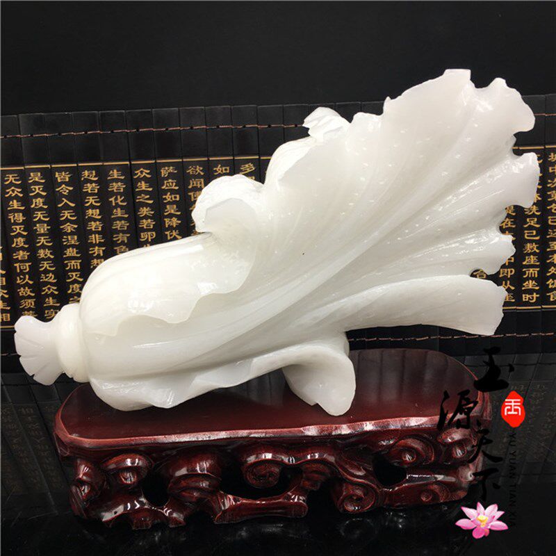 天然玉白菜摆件玉石招财公司店铺开业乔迁新居R礼品博古架家居装