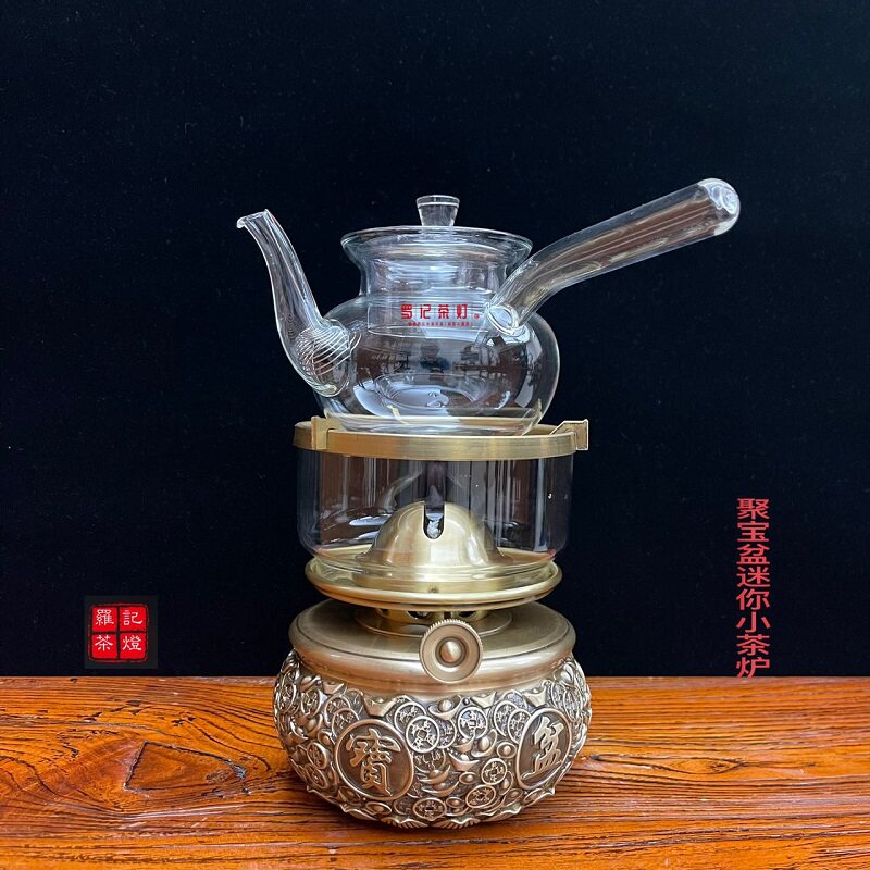 便携式茶灯巴掌大小型耐用雕刻复古方便茶炉灯茶美观旅游外带纯铜