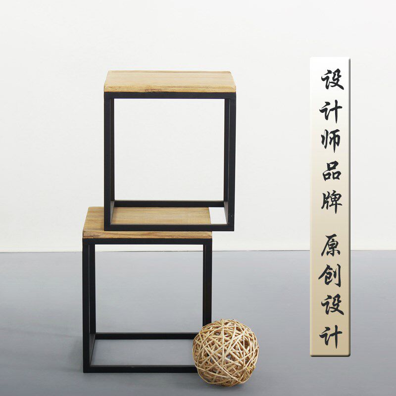 铁艺实木小凳子实木创意松木小板凳时尚餐凳简约木凳方形矮凳边几