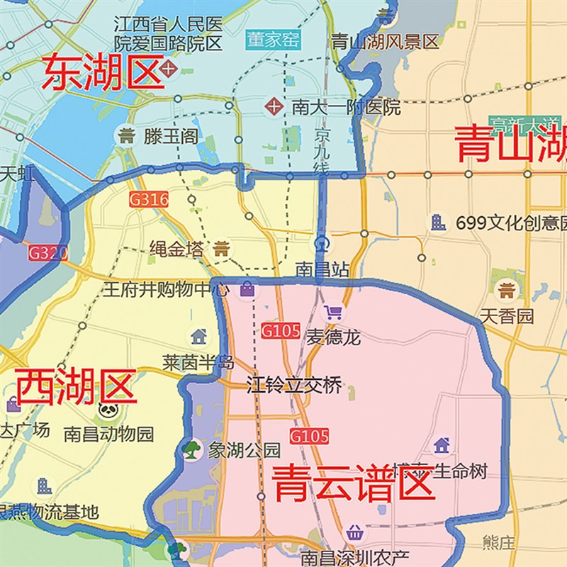 2025新款南昌市地图客厅办公室挂图高清防水墙壁装饰实物推荐定制