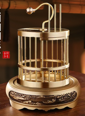 黄铜蟋蟀鸣虫笼子蝈蝈笼子高档纯铜小型笼子铜摆件工艺品