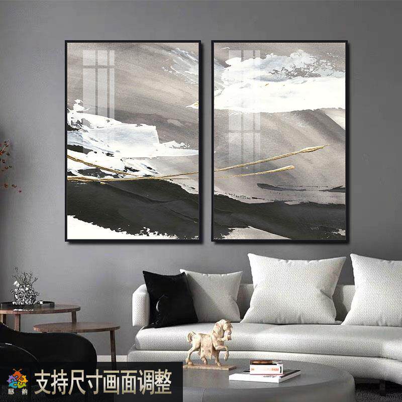 客沙发一整幅落地约画现代简风黑白抽大象挂画幅726单厅幅玄关装
