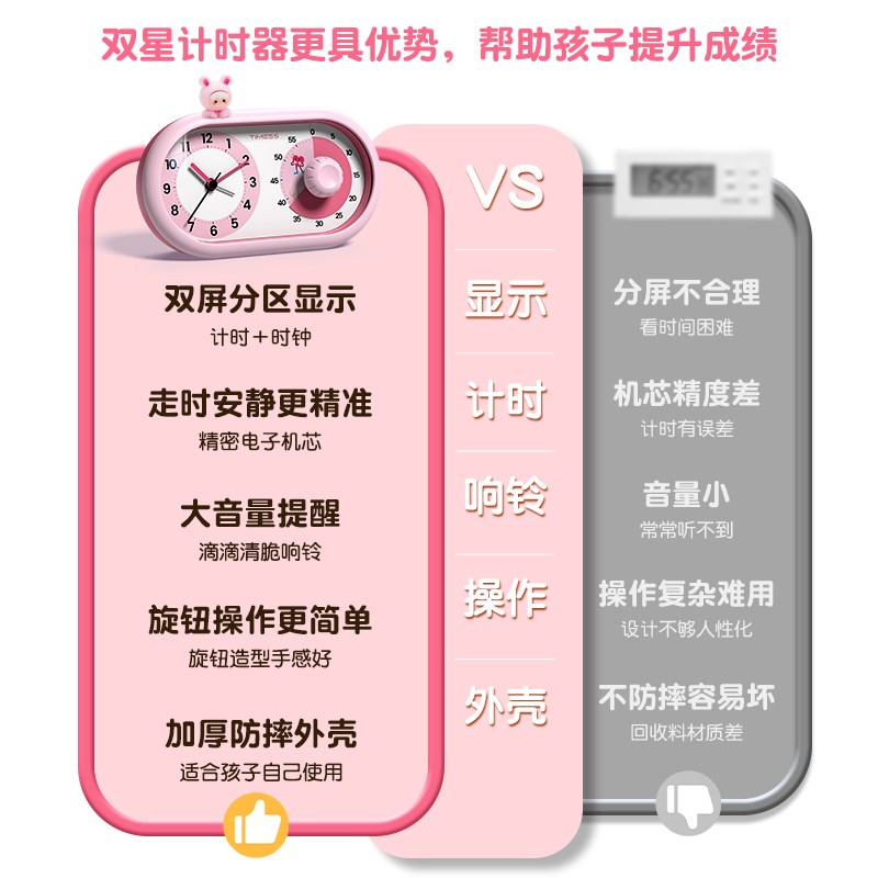 可视化静音计时器小学生自律神器时间管理学习专用定时器儿童闹钟