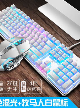 新盟新款游戏家用620有线键鼠蒸汽朋克真机械手感键盘鼠标套装