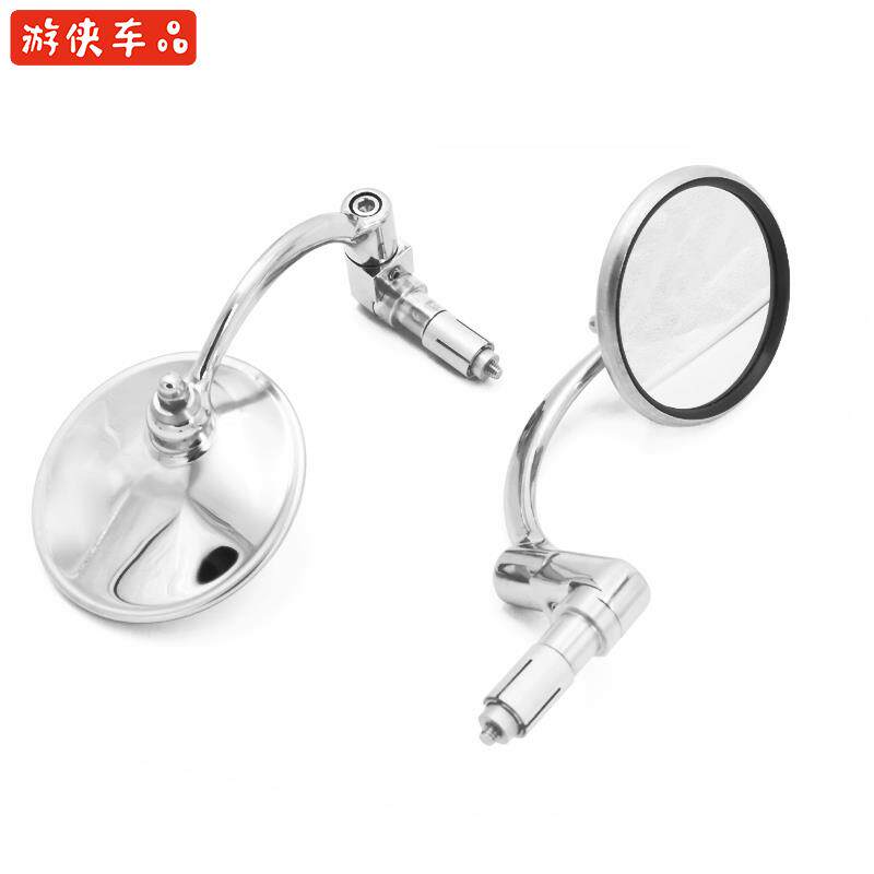 游侠复古摩托车改装手把后视镜高品质不锈钢咖啡车把反光镜倒车镜