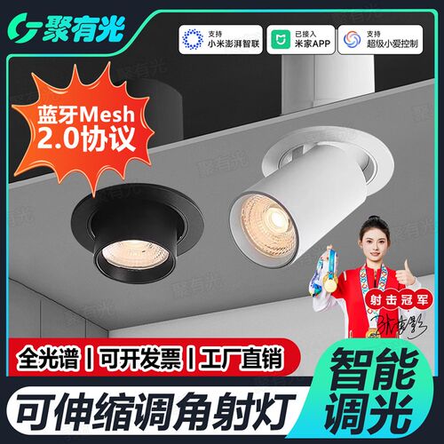 已接入米家APP可拉伸射灯嵌入式可调角度玄关商铺照画象鼻伸缩灯