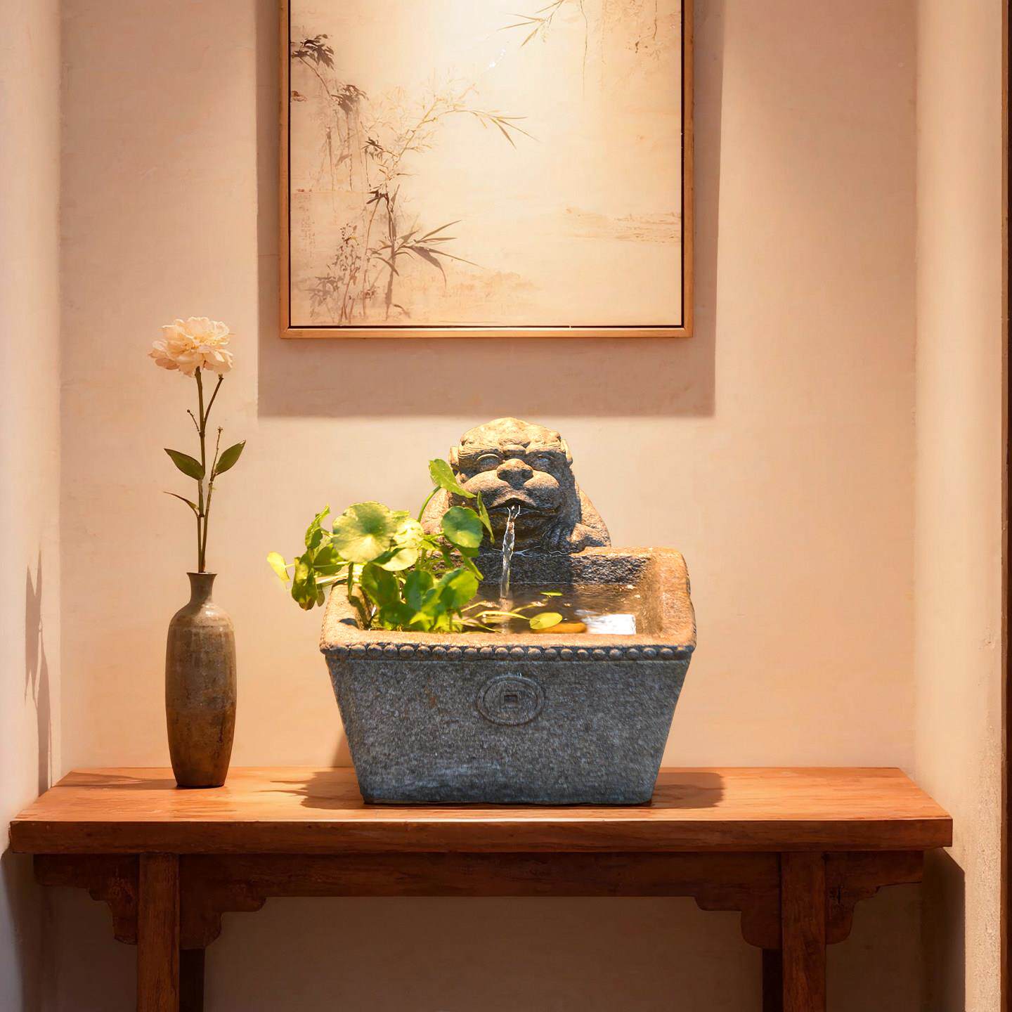 乔貔貅招财流客水摆件厅办公貔貅流水室循环水景饰观鱼缸户外装迁