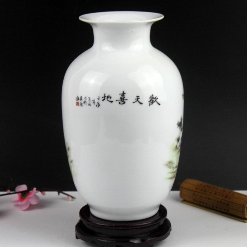 景德镇陶瓷器冬瓜花瓶装饰品时尚摆件薄胎家居创意花插桌面工艺品图片