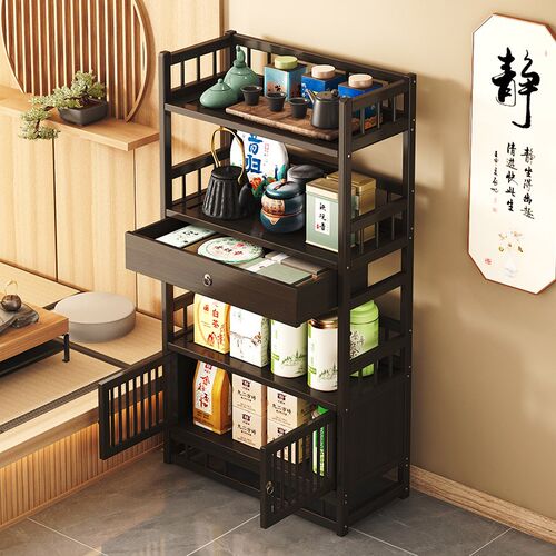 博古架办公室茶柜置物架家用茶叶柜茶台桌边柜茶叶茶具收纳储物柜