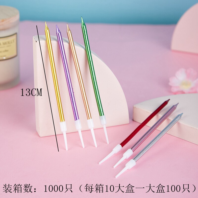 生日蜡烛电镀长杆蜡烛金色银色蜡烛独立包装生日蛋糕蜡烛图片