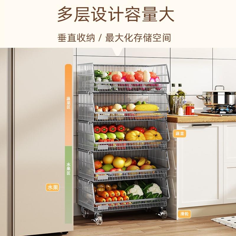 厨房移动果蔬置物架子冰箱侧面装饰收纳篮筐蔬菜杂物架菜篮子货架